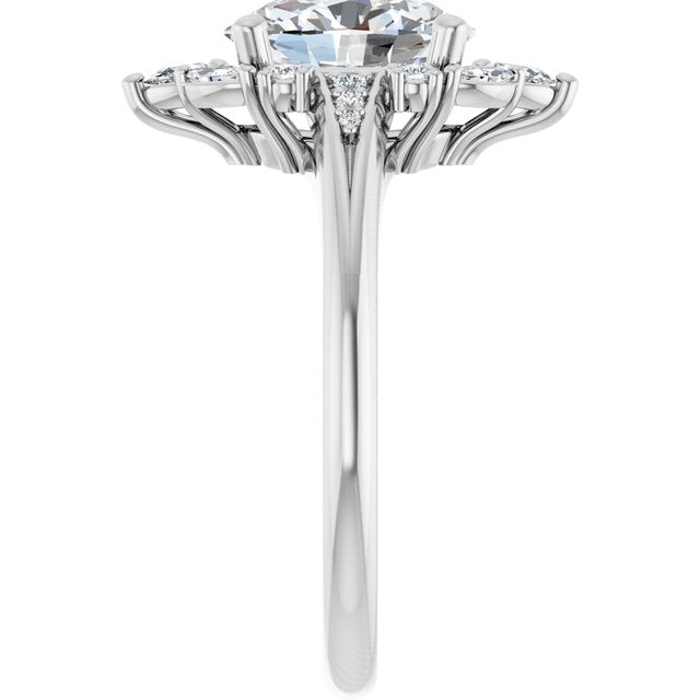 LARA Halo Oval Engagement Ring with Round, Pear & Marquise Stones - Platinum - View 4