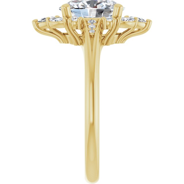 LARA Halo Oval Engagement Ring with Round, Pear & Marquise Stones - 18K Yellow Gold - View 4