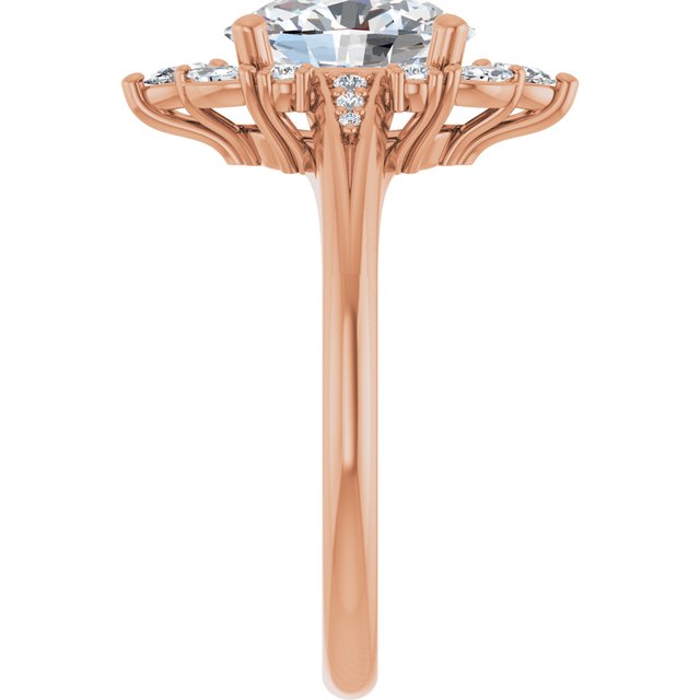 LARA Halo Oval Engagement Ring with Round, Pear & Marquise Stones - 18K Rose Gold - View 4