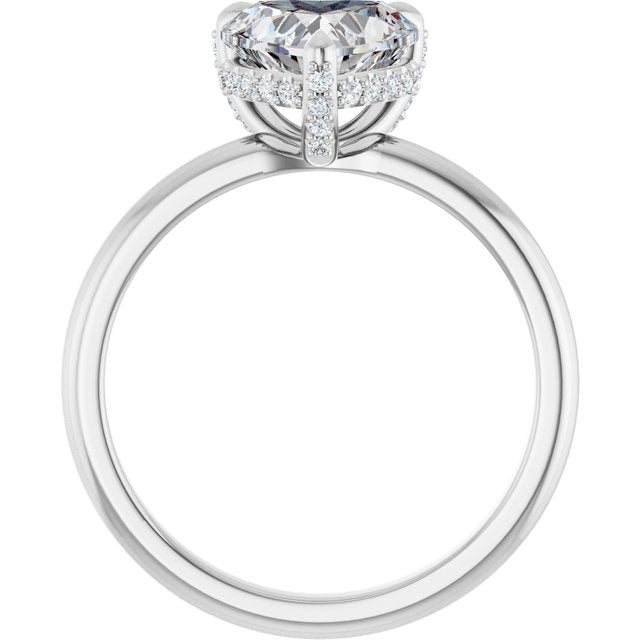 ATHENA Solitaire Heart Engagement Ring with Diamond Set Claws & Hidden Halo - Platinum - View 2