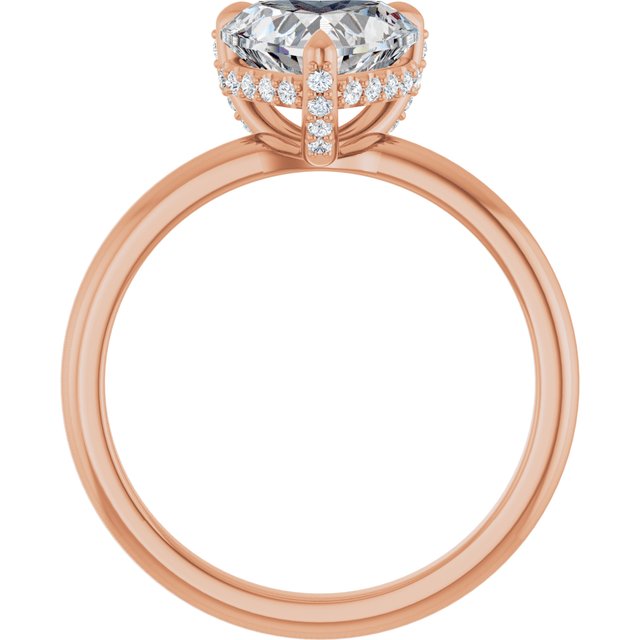 ATHENA Solitaire Heart Engagement Ring with Diamond Set Claws & Hidden Halo - 18K Rose Gold - View 2