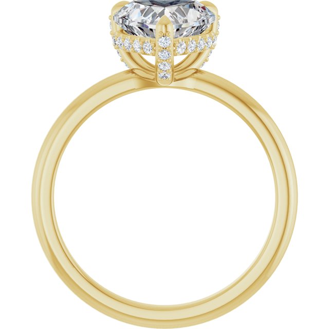 ATHENA Solitaire Heart Engagement Ring with Diamond Set Claws & Hidden Halo - 18K Yellow Gold - View 2