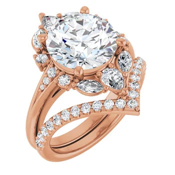 LARA Halo Engagement ring with Round, pear & marquise stones