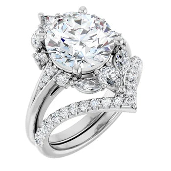 LARA Halo Engagement ring with Round, pear & marquise stones