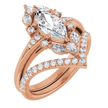 LARA Halo Engagement ring with Round, pear & marquise stones