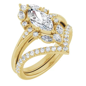 LARA Halo Engagement ring with Round, pear & marquise stones