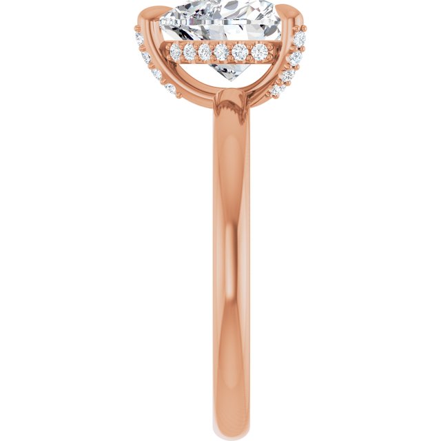 ATHENA Solitaire Heart Engagement Ring with Diamond Set Claws & Hidden Halo - 18K Rose Gold - View 4