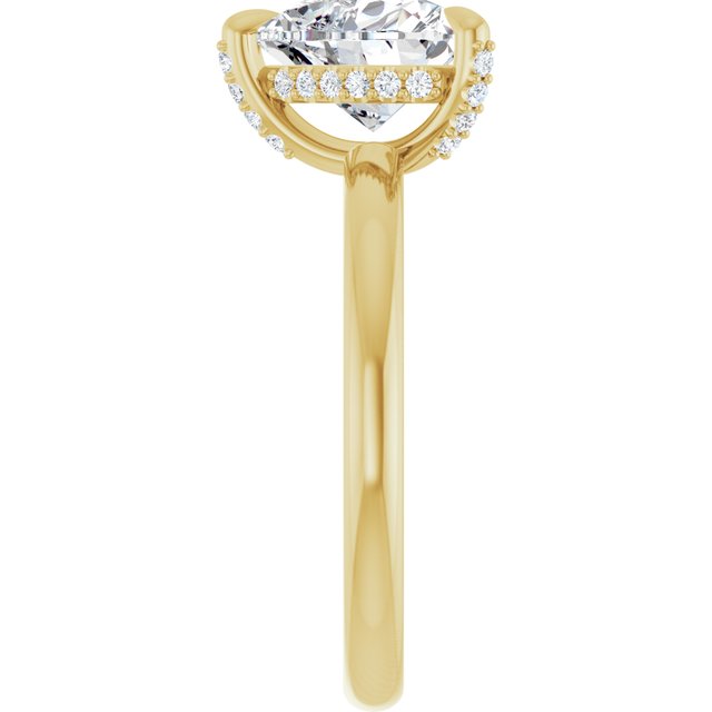 ATHENA Solitaire Heart Engagement Ring with Diamond Set Claws & Hidden Halo - 18K Yellow Gold - View 4