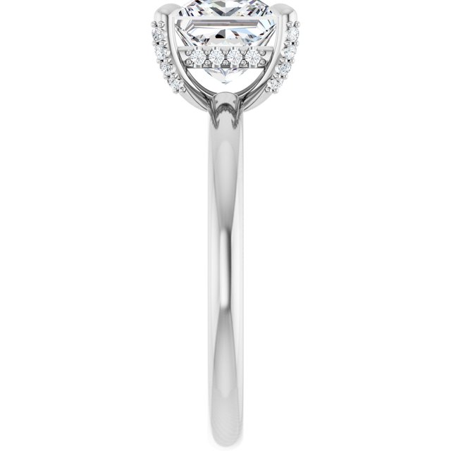 ATHENA Solitaire Square Engagement Ring with Diamond Set Claws & Hidden Halo - Platinum - View 4
