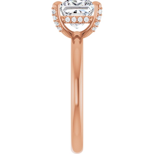 ATHENA Solitaire Square Engagement Ring with Diamond Set Claws & Hidden Halo - 18K Rose Gold - View 4