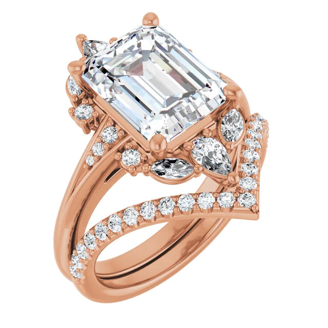 LARA Halo Engagement ring with Round, pear & marquise stones