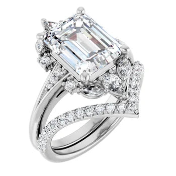 LARA Halo Engagement ring with Round, pear & marquise stones