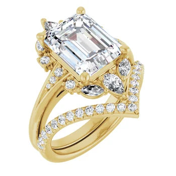 LARA Halo Engagement ring with Round, pear & marquise stones