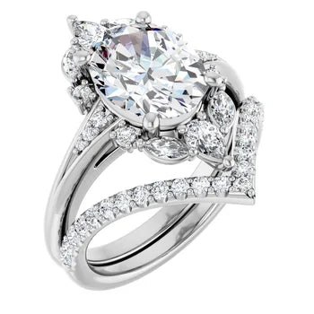 LARA Halo Engagement ring with Round, pear & marquise stones