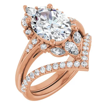 LARA Halo Engagement ring with Round, pear & marquise stones