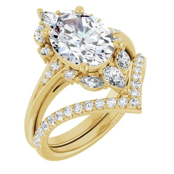 LARA Halo Engagement ring with Round, pear & marquise stones