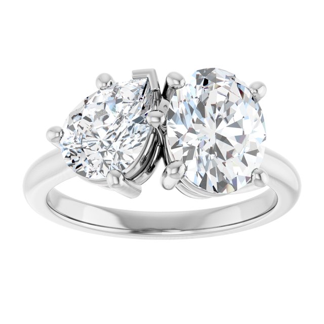 KYLIE "Toi et Moi" Oval Engagement Ring - Platinum - View 3