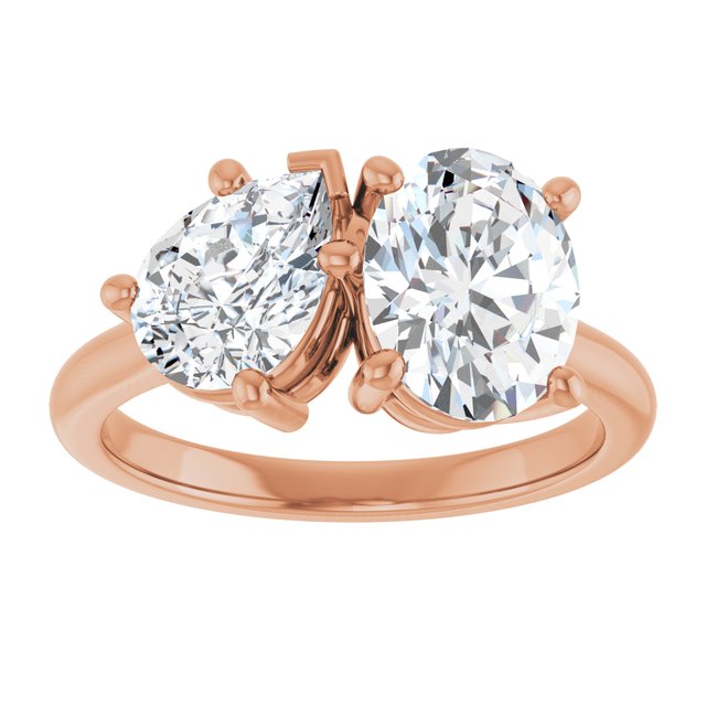 KYLIE "Toi et Moi" Oval Engagement Ring - 18K Rose Gold - View 3