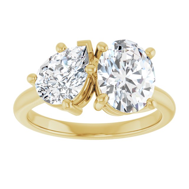KYLIE "Toi et Moi" Oval Engagement Ring - 18K Yellow Gold - View 3