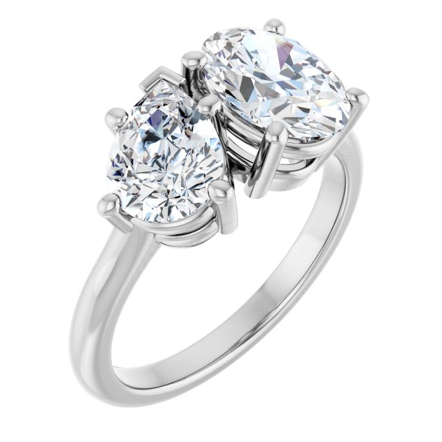 KYLIE "Toi et Moi" Oval Engagement Ring - Platinum - View 1
