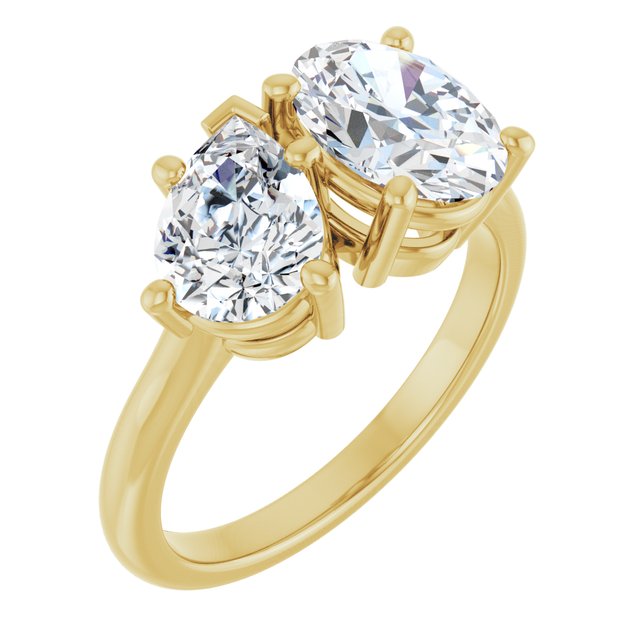 KYLIE "Toi et Moi" Oval Engagement Ring - 18K Yellow Gold - View 1