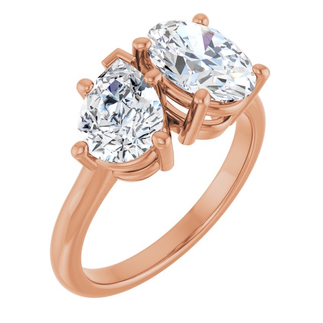 KYLIE "Toi et Moi" Oval Engagement Ring - 18K Rose Gold - View 1