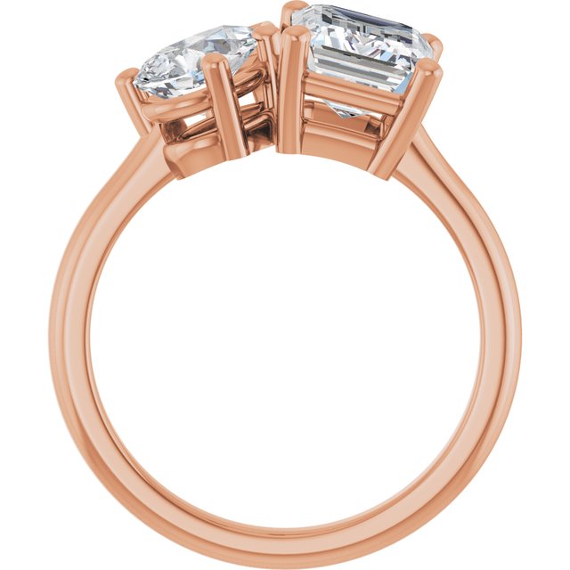 KYLIE "Toi et Moi" Emerald Engagement Ring - 18K Rose Gold - View 2