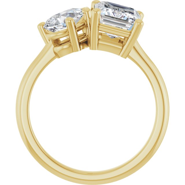 KYLIE "Toi et Moi" Emerald Engagement Ring - 18K Yellow Gold - View 2