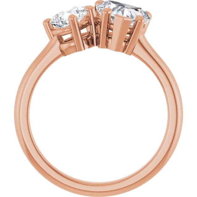 KYLIE "Toi et Moi" Heart Engagement Ring - 18K Rose Gold - View 2