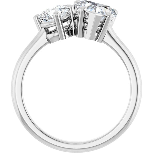 KYLIE "Toi et Moi" Heart Engagement Ring - Platinum - View 2