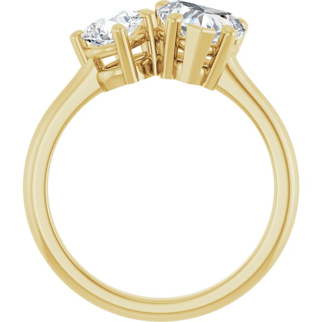 KYLIE "Toi et Moi" Heart Engagement Ring - 18K Yellow Gold - View 2