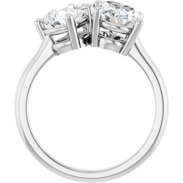 KYLIE "Toi et Moi" Oval Engagement Ring - Platinum - View 2