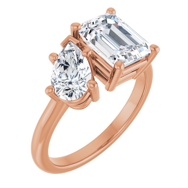 KYLIE "Toi et Moi" Emerald Engagement Ring - 18K Rose Gold - View 1