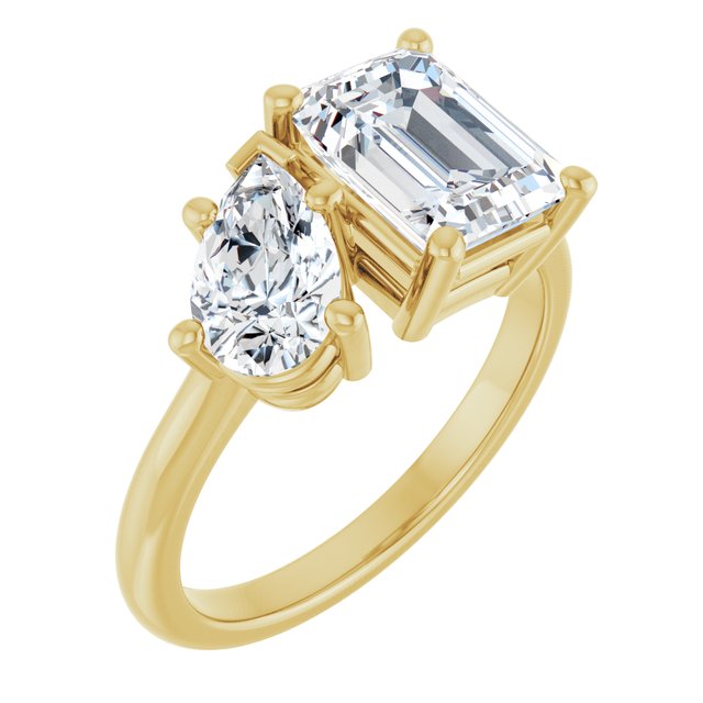 KYLIE "Toi et Moi" Emerald Engagement Ring - 18K Yellow Gold - View 1