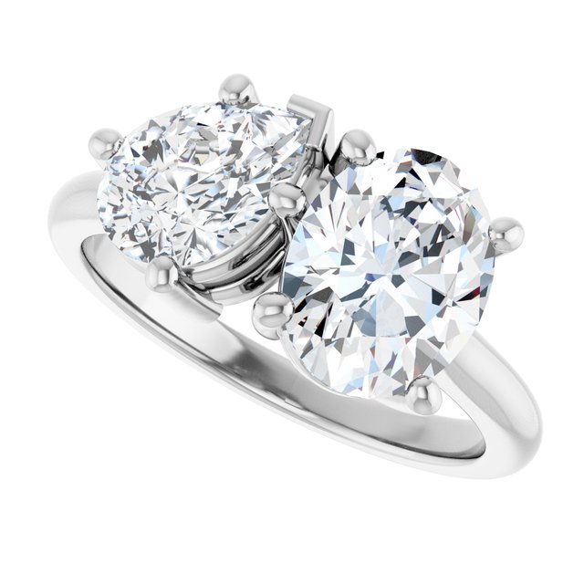KYLIE "Toi et Moi" Oval Engagement Ring - Platinum - View 5