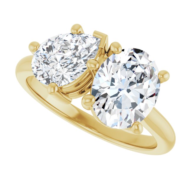 KYLIE "Toi et Moi" Oval Engagement Ring - 18K Yellow Gold - View 5