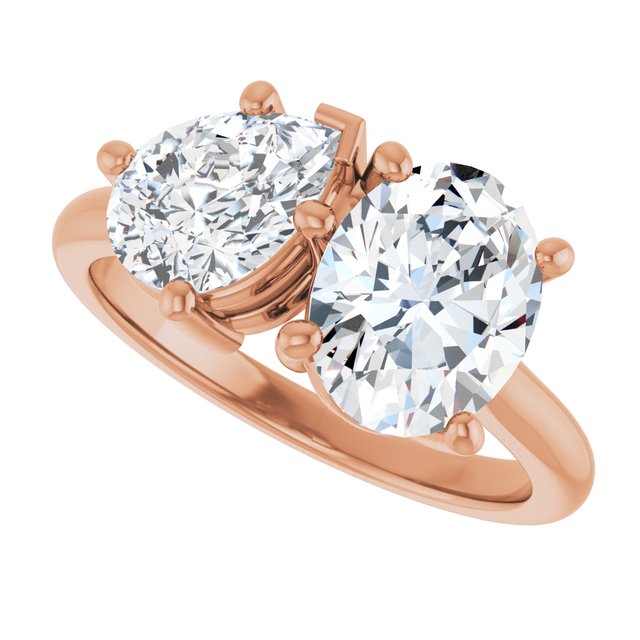KYLIE "Toi et Moi" Oval Engagement Ring - 18K Rose Gold - View 5