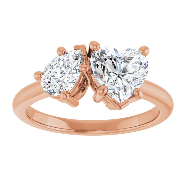 KYLIE "Toi et Moi" Heart Engagement Ring - 18K Rose Gold - View 3