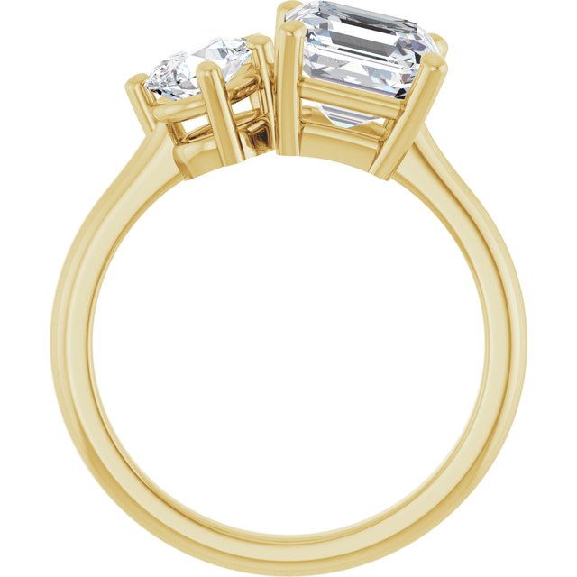 KYLIE "Toi et Moi" Asscher Engagement Ring - 18K Yellow Gold - View 2