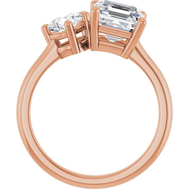 KYLIE "Toi et Moi" Asscher Engagement Ring - 18K Rose Gold - View 2