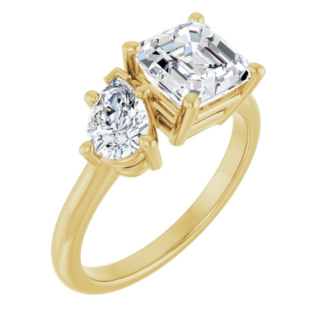 KYLIE "Toi et Moi" Asscher Engagement Ring - 18K Yellow Gold - View 1