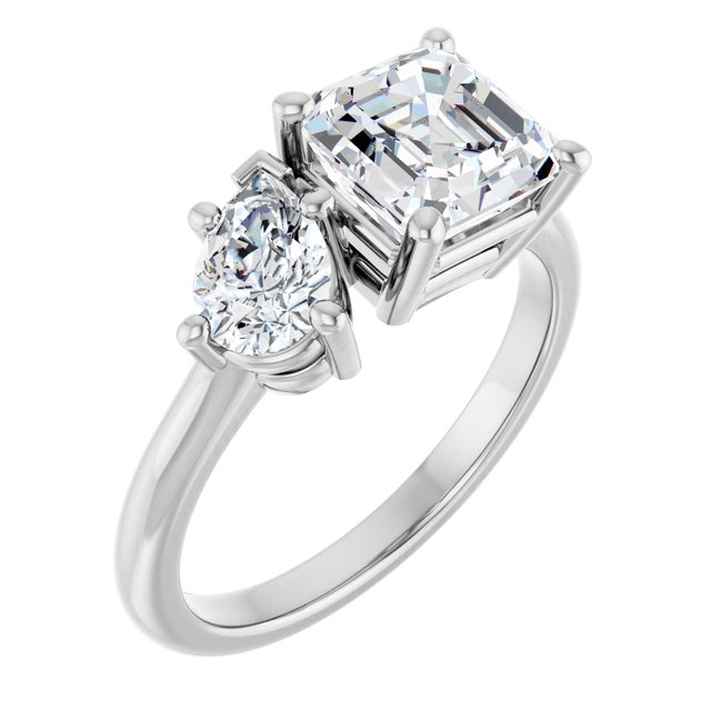KYLIE "Toi et Moi" Asscher Engagement Ring - Platinum - View 1