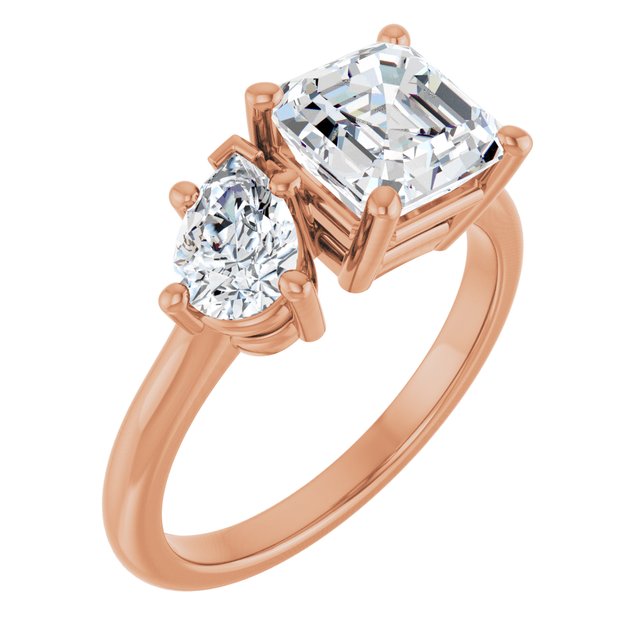 KYLIE "Toi et Moi" Asscher Engagement Ring - 18K Rose Gold - View 1