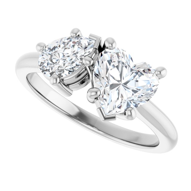 KYLIE "Toi et Moi" Heart Engagement Ring - Platinum - View 5