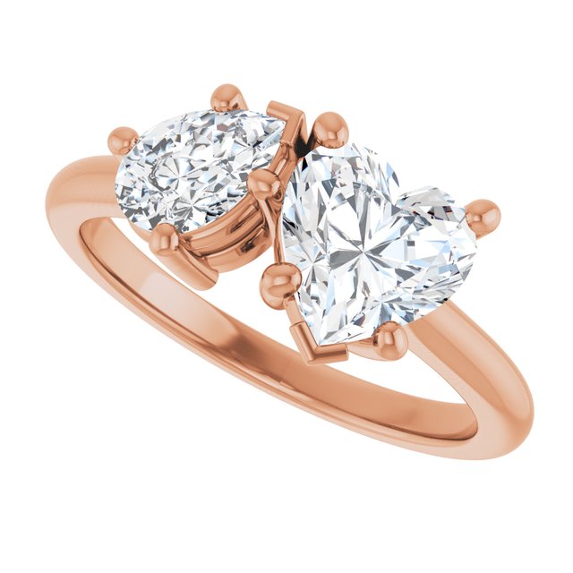KYLIE "Toi et Moi" Heart Engagement Ring - 18K Rose Gold - View 5