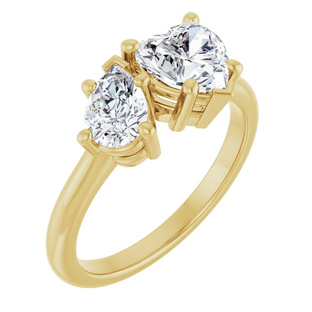 KYLIE "Toi et Moi" Heart Engagement Ring - 18K Yellow Gold - View 1