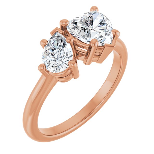 KYLIE "Toi et Moi" Heart Engagement Ring - 18K Rose Gold - View 1