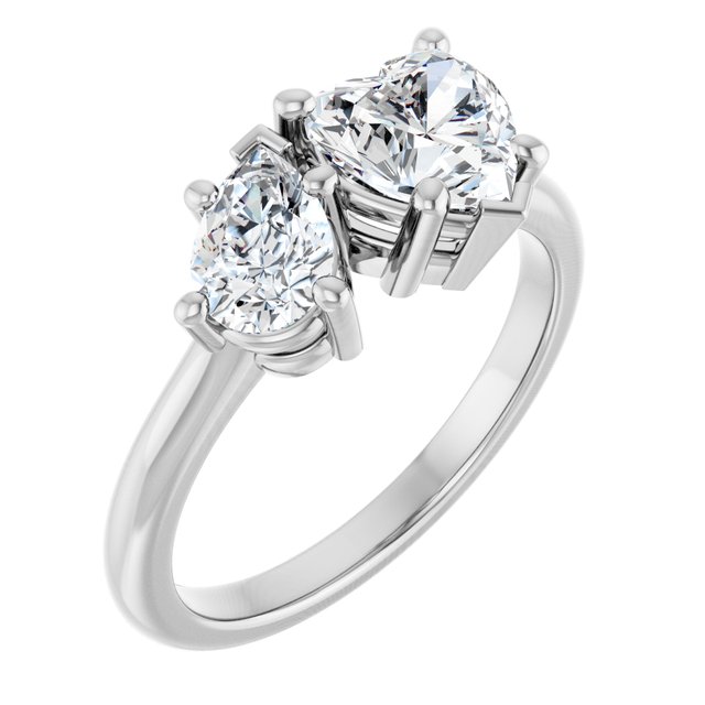 KYLIE "Toi et Moi" Heart Engagement Ring - Platinum - View 1