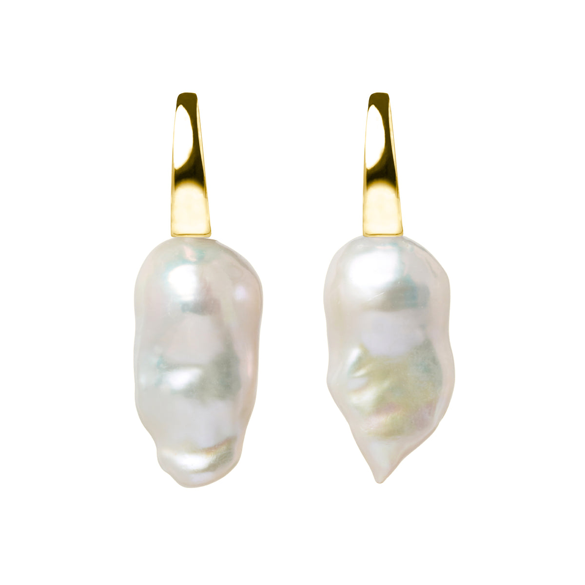 Baroque Pearl Flat Oval Hoop Earrings