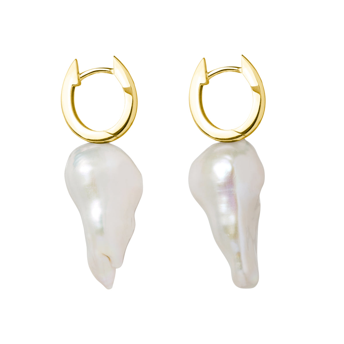 Baroque Pearl Flat Oval Hoop Earrings